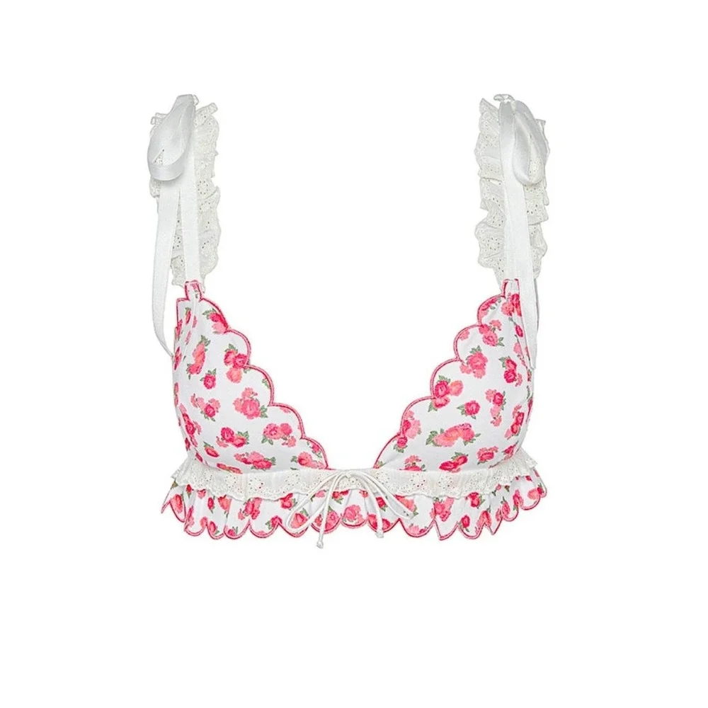 For Love and Lemons Baby Blooms Triangle Bralette Size Medium‎